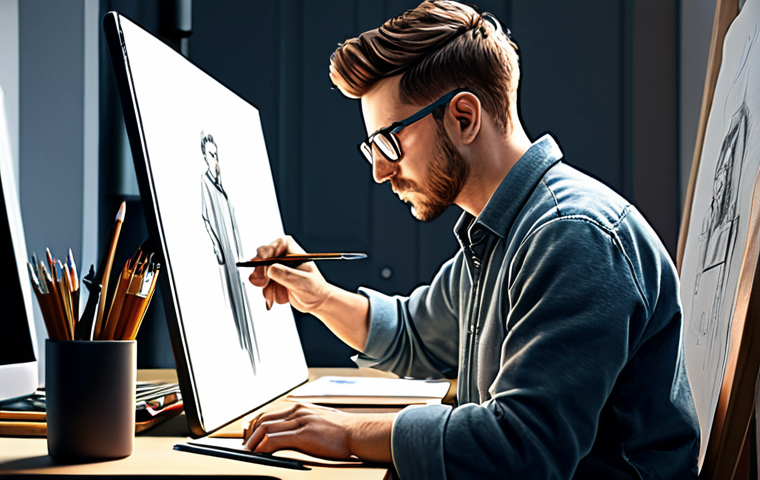 Digital Artist at Work**
"A professional digital artist, fully clothed in a casual and comfortable outfit, working on a character design using Clip Studio Paint on a tablet, surrounded by sketches and reference materials in a well-lit studio. Focus on the creative process and the artist's concentration. Safe for work, appropriate content, family-friendly, perfect anatomy, natural pose, high quality, professional illustration."
**