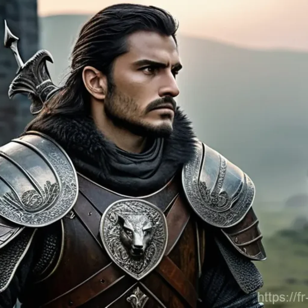 캐릭터디자인 학습에서 비전 제시하기 - **"A medieval warrior, appearing strong and stoic, yet with a subtle flicker of deep insecurity visi...