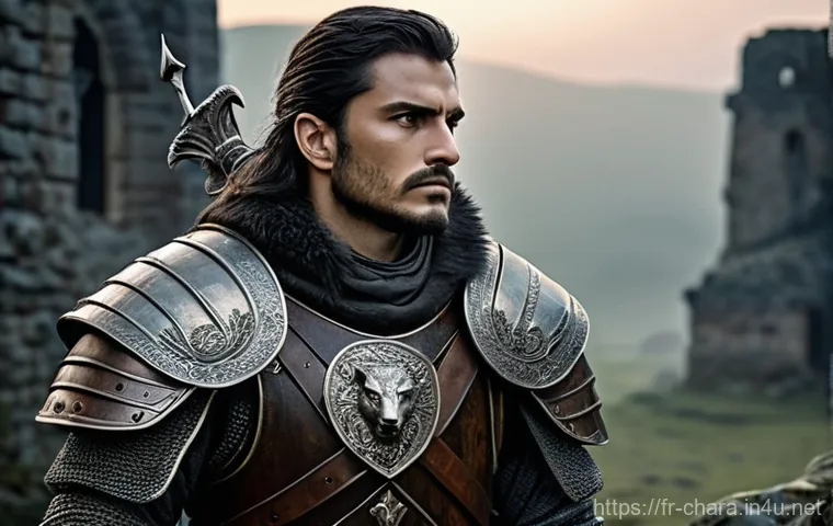 캐릭터디자인 학습에서 비전 제시하기 - **"A medieval warrior, appearing strong and stoic, yet with a subtle flicker of deep insecurity visi...