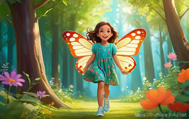 캐릭터디자인 학습에서 동기부여 유지법 - A whimsical young girl, approximately 8-10 years old, with wide, curious eyes and a gentle smile, is...