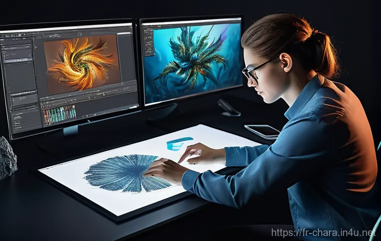 캐릭터디자인 자격증 필기와 실기 시험의 주요 차이점 - A focused young character designer, either male or female, deeply engrossed in a dimly lit, cozy stu... 캐릭터디자인 자격증 필기와 실기 시험의 주요 차이점 - A focused young character designer, either male or female, deeply engrossed in a dimly lit, cozy stu...