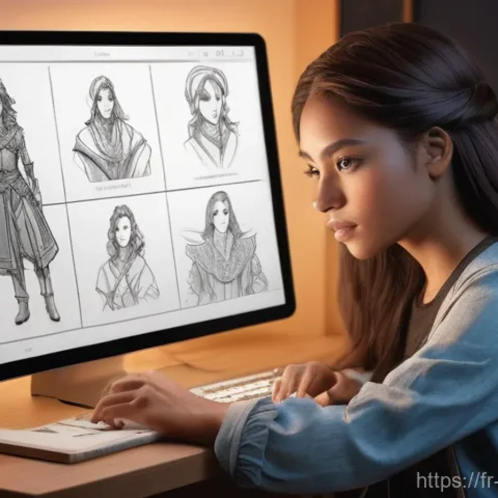 캐릭터디자인 프로젝트 관리 기본 원칙 - **Prompt 1: The Genesis of a Character**
"A talented female concept artist in her late 20s, with...