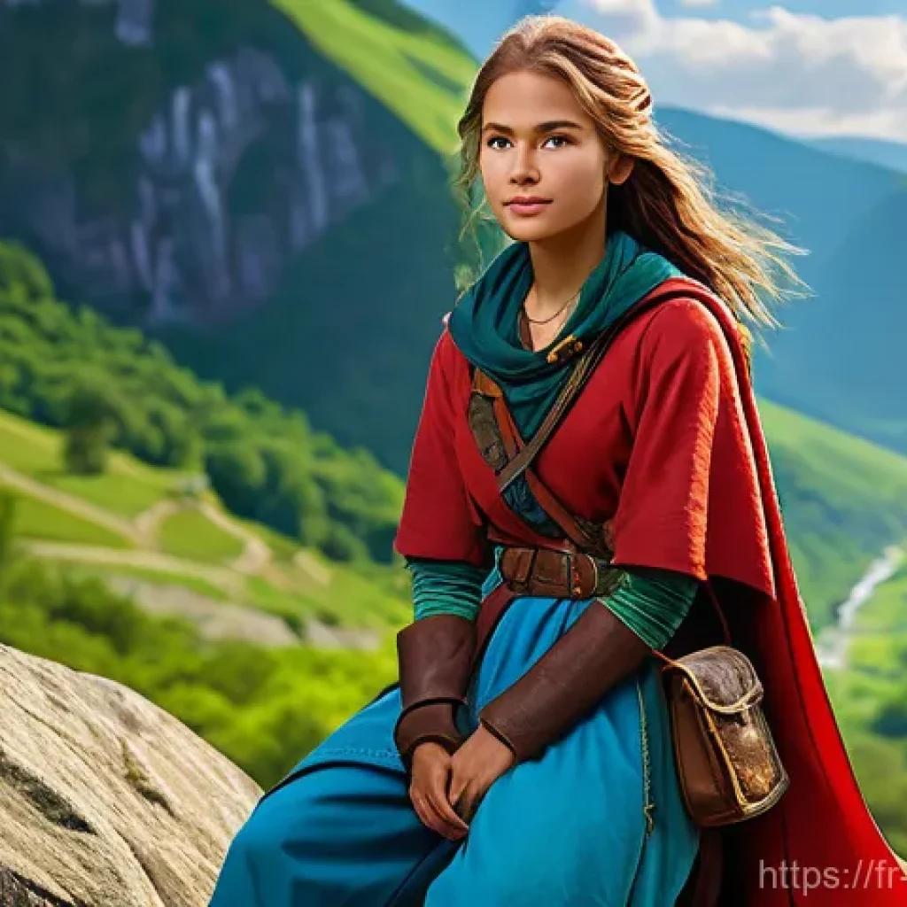 캐릭터디자인에서의 색채학 활용법 - A determined and courageous young adventurer, with bright, expressive eyes. She wears a sturdy, prac...