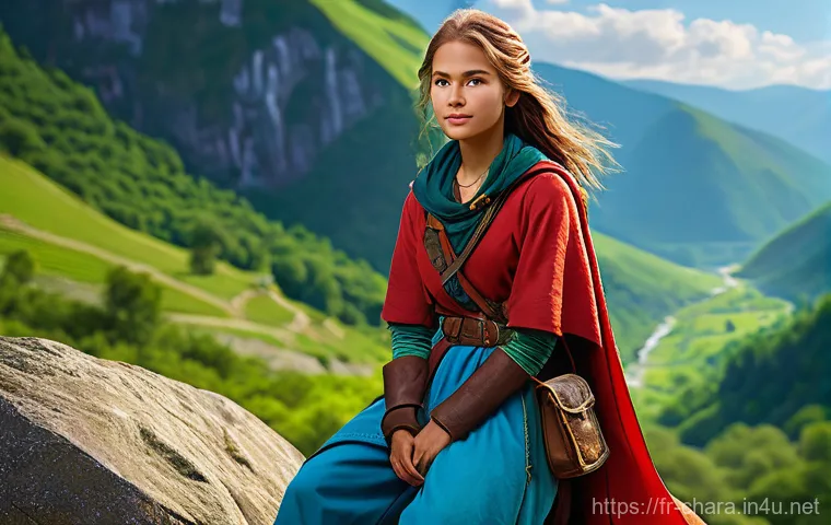 캐릭터디자인에서의 색채학 활용법 - A determined and courageous young adventurer, with bright, expressive eyes. She wears a sturdy, prac...