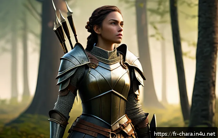 캐릭터디자인 자격증 시험 과목의 깊이 있는 학습 - A confident female character design for a medieval fantasy video game, dressed in intricately detail...