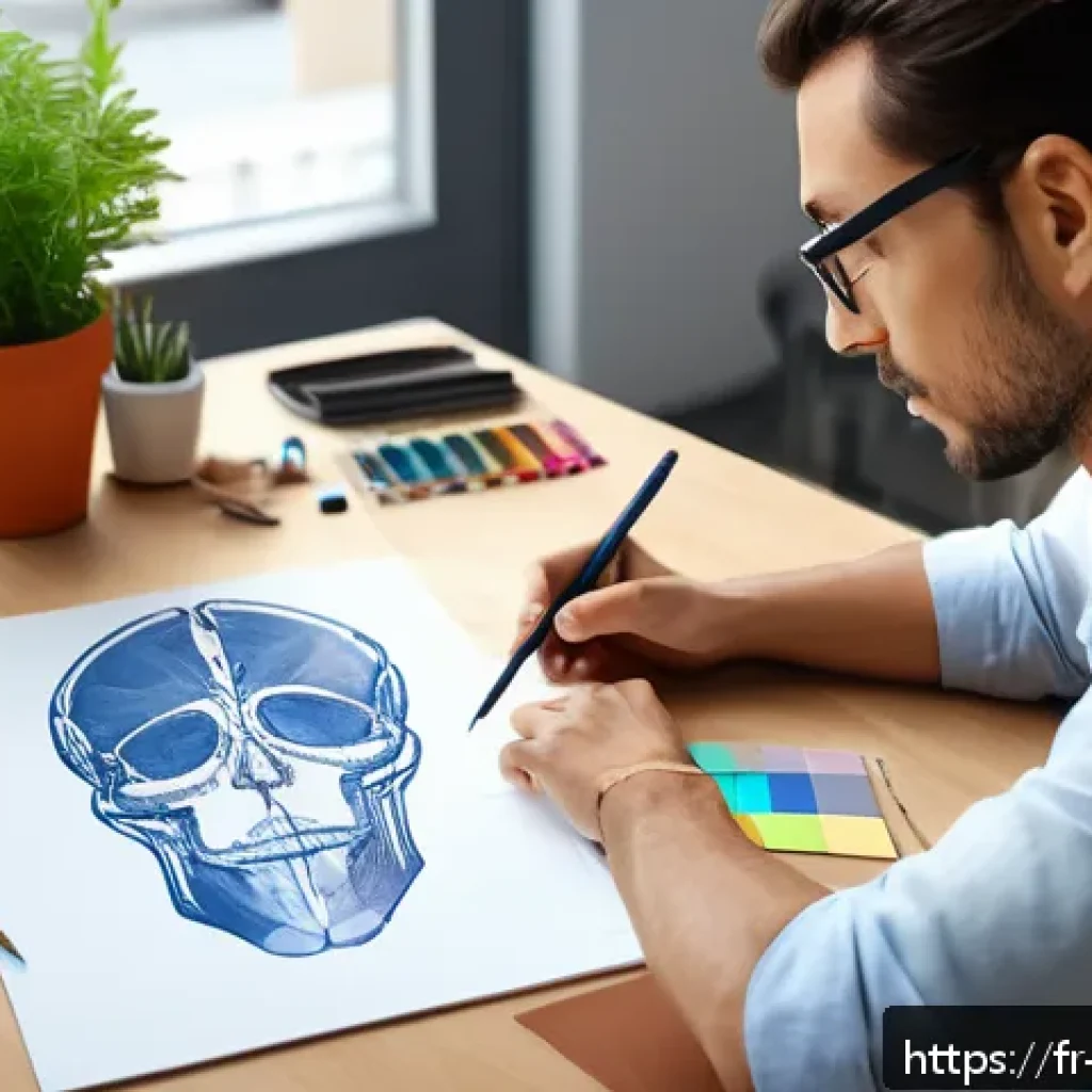 캐릭터디자인 자격증 준비에 필요한 일정 관리 - A focused artist's workspace showing a person studying human anatomy for character design: the scene...